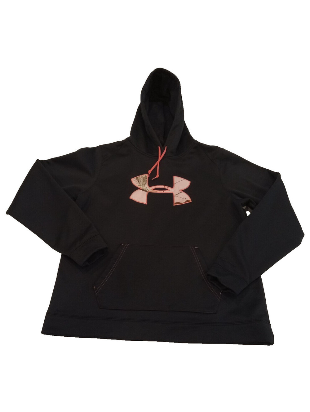 Under Armour Hoodie Womens XL Black Pink Camo Logo ColdGear Fleece Pullover XL